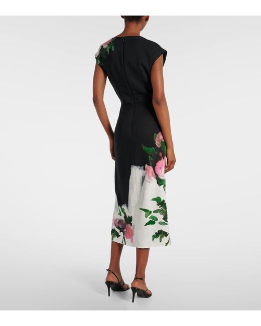 Robe Midi A Fleurs Erdem en coloris Black