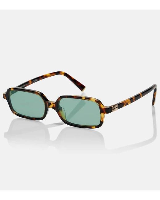 Miu Regard Occhiali Da Sole Rettangolari di Miu Miu in Green