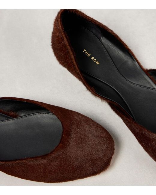 The Row Brown Gemma Calf Hair Ballet Flats