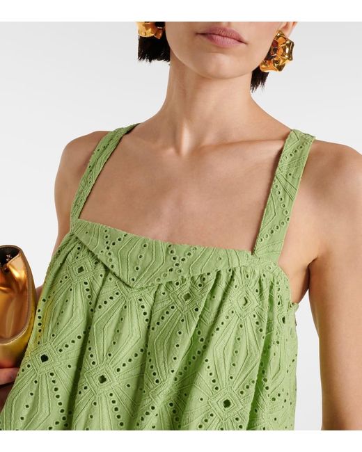 Vestido largo de algodon bordado Dorothee Schumacher de color Green