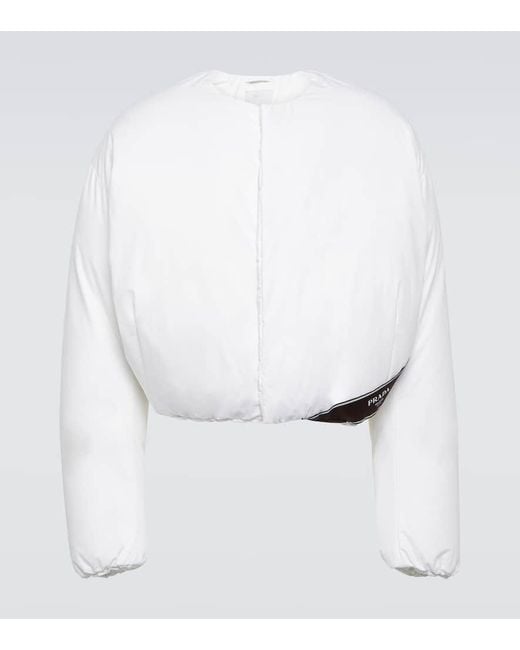 Prada Cropped-Daunenjacke aus Baumwolle in White für Herren