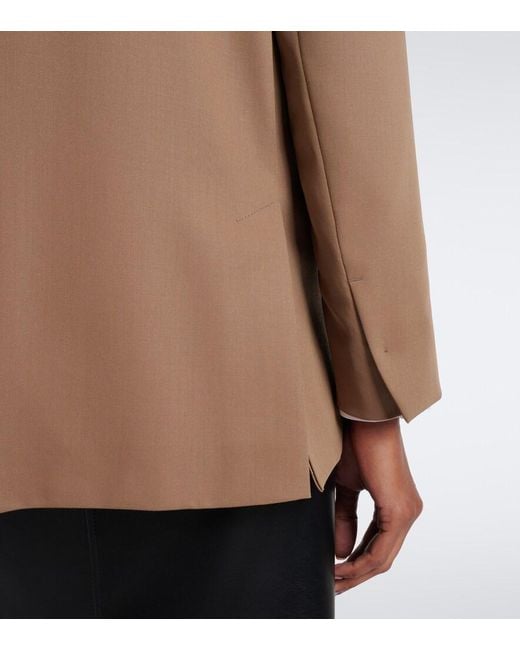 Max Mara Brown Double-Breasted Virgin Wool Blazer
