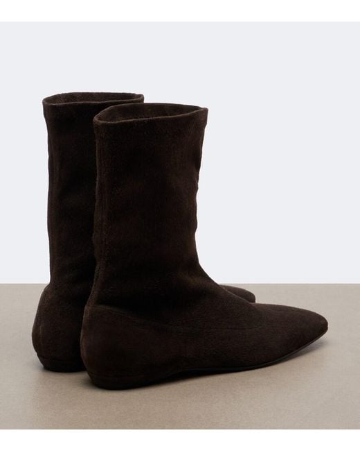 The Row Brown Cindy Suede Ankle Boots