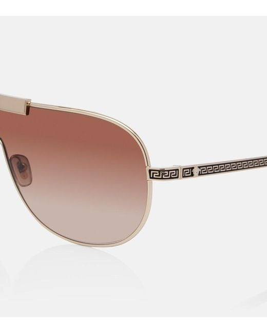 Versace Brown Greca Flow Shield Sunglasses