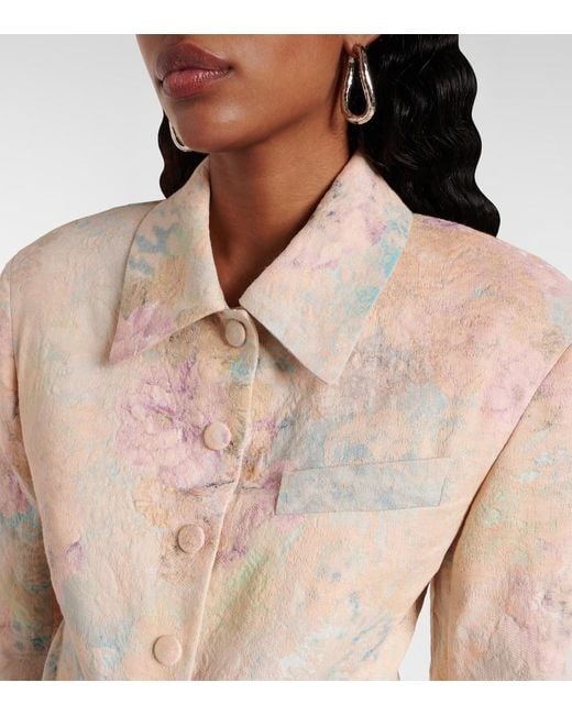 Blazer En Jacquard De Lin Melange A Fleurs Dries Van Noten en coloris Natural