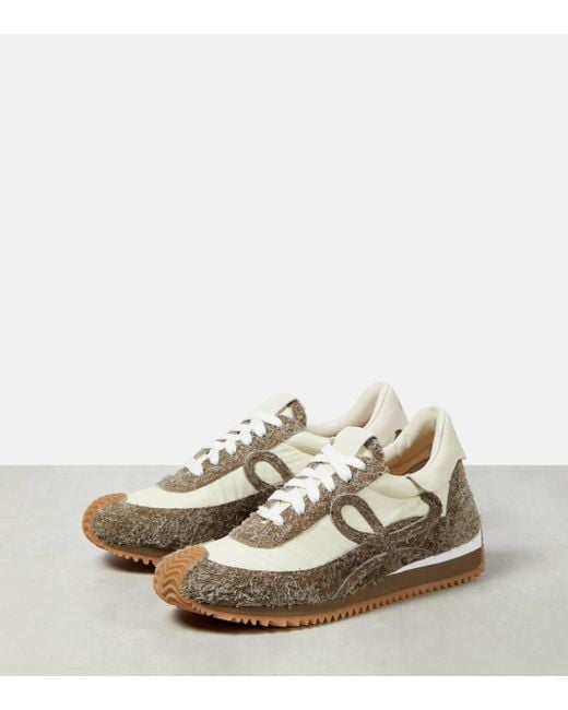 Loewe Natural Flow Runner Monogram Leather And Shell Trainers