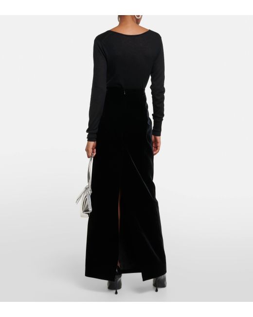 Jupe longue en velours Wardrobe NYC en coloris Black
