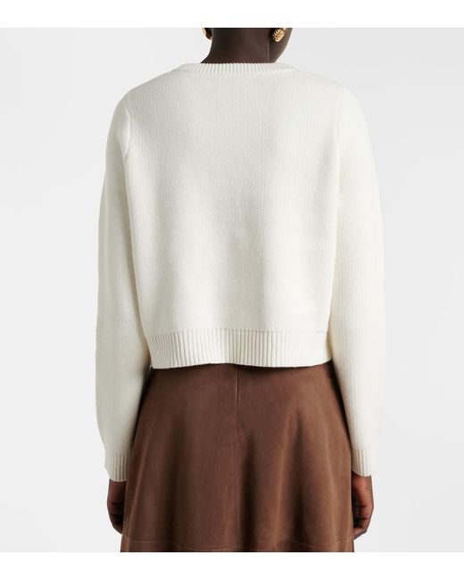 Velvet White Mahal Cotton And Cashmere Cardigan