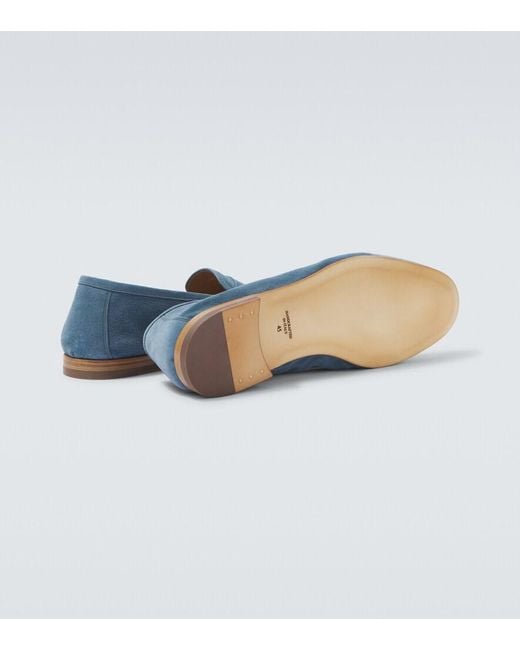 Frescobol Carioca Blue Leme Suede Penny Loafers for men