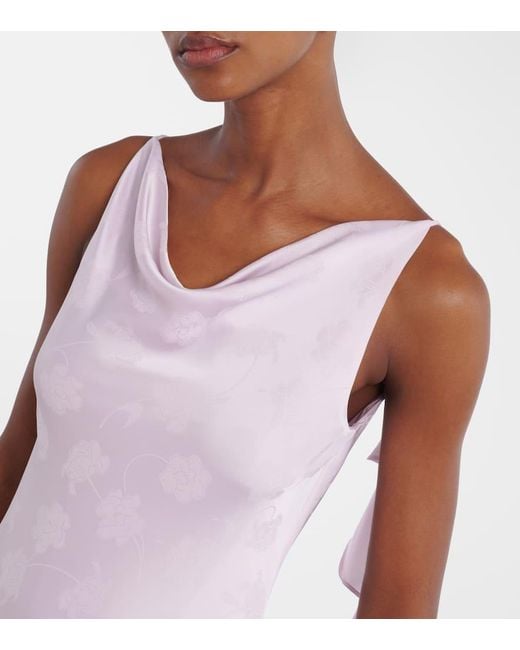 ROTATE BIRGER CHRISTENSEN Purple Ruffled Satin Jacquard Gown