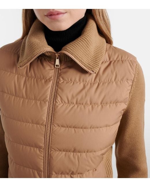 Moncler Brown Down-Paneled Wool Cardigan