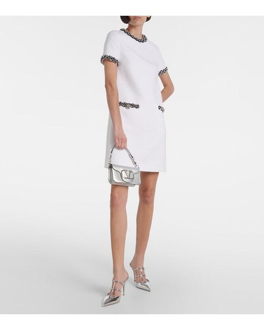 Valentino Blue Embellished Tweed Minidress