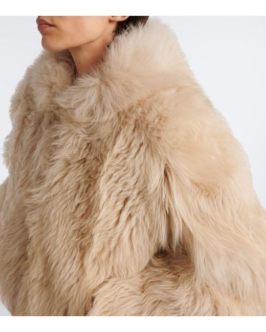 Eleventy Natural Hooded Shearling Jacket