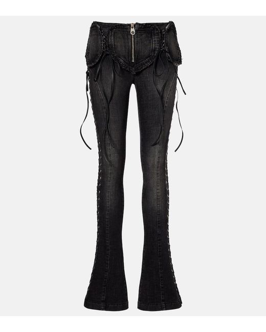 Blumarine Black Low-Rise Slim Flared Jeans
