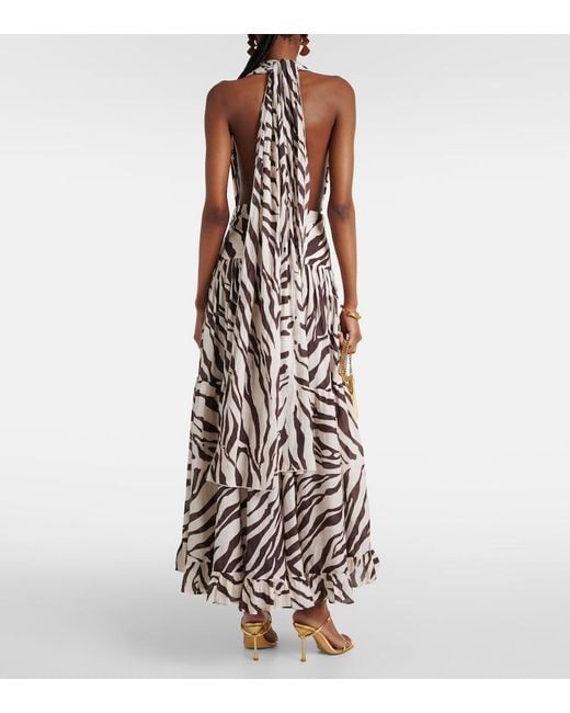 Alexandra Miro White Marie Rose Zebra-Print Cotton Maxi Dress