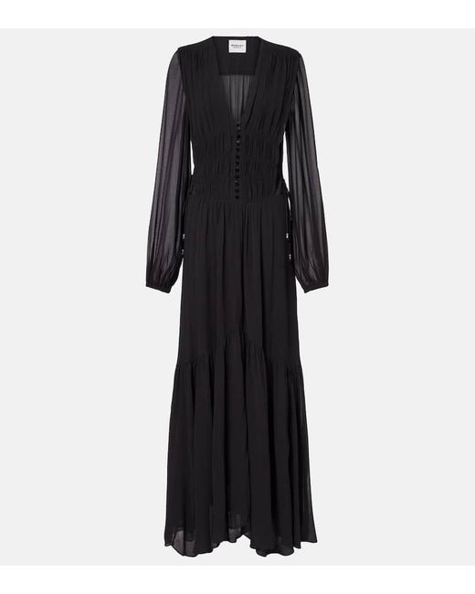 Isabel Marant Black Briane Shirred Maxi Dress