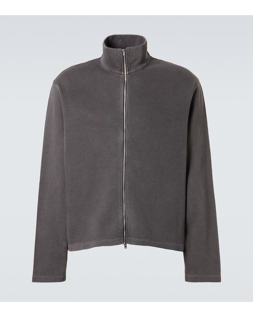 Our Legacy Gray Shrunken Cotton Zip-Up Sweatshirt for men