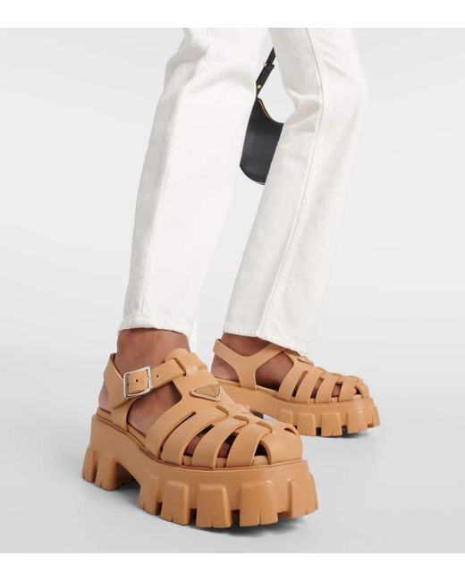 Prada Natural Monolith Platform Sandals