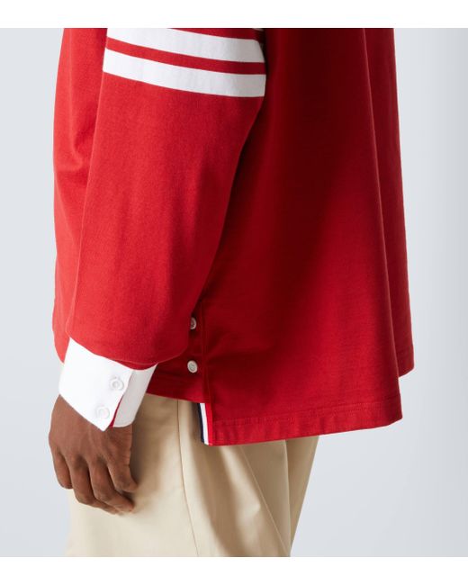 Thom Browne Red Cotton Polo Pullover for men