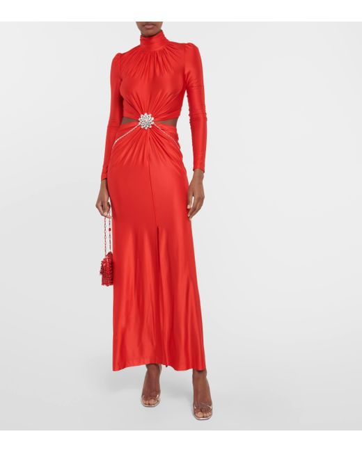 Rabanne Red Cutout Embellished Gown