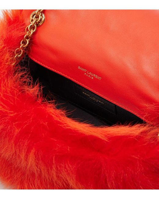Saint Laurent Red Jamie 4.3 Mini Shearling Shoulder Bag