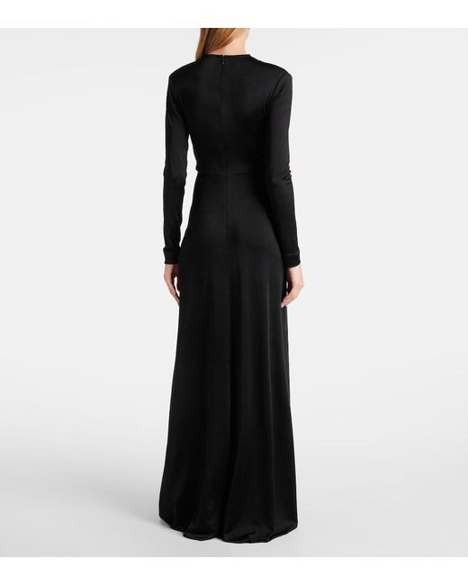Victoria Beckham Black Embellished Gathered Crepe Gown