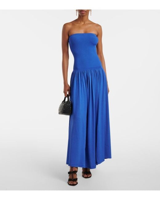 Zimmermann Blue Maxine Drop-Waist Maxi Dress