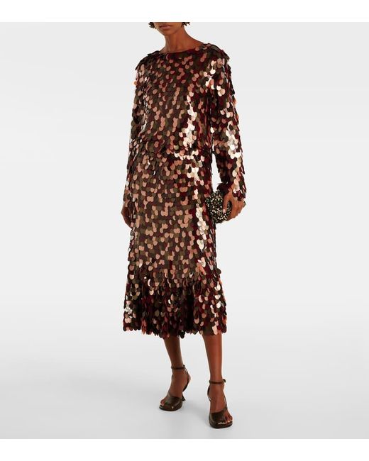 Dries Van Noten Multicolor Sequined Midi Skirt