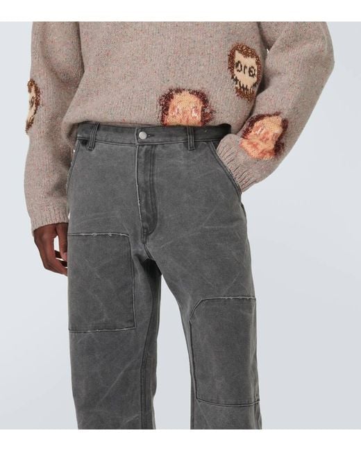 Pantalones de lona de algodon Acne de hombre de color Gray
