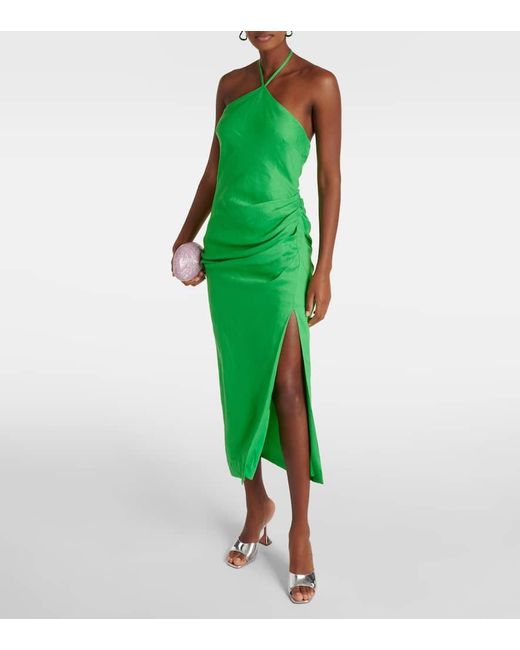 Jonathan Simkhai Green Hansel Halterneck Linen Midi Dress