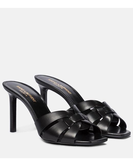 Saint Laurent Black Tribute Leather Mules