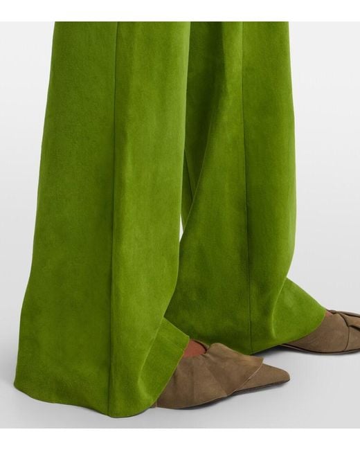 Stouls Green Gege Suede Flared Pants