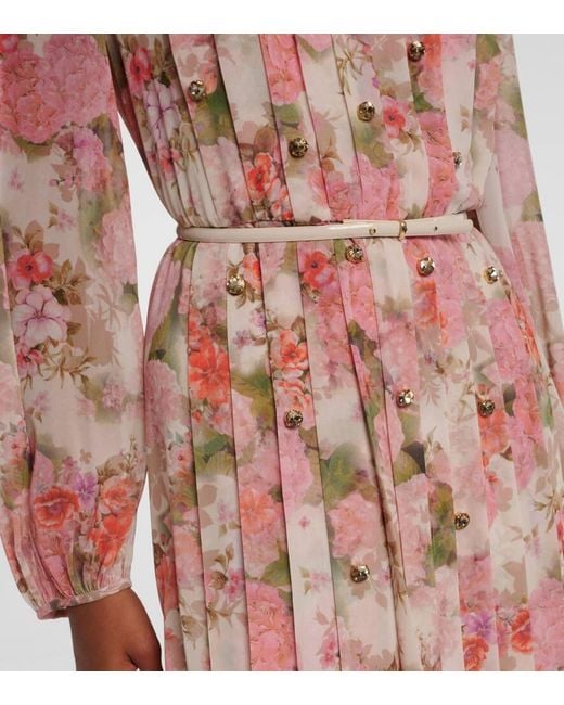 Abito Lungo Con Stampa Floreale di Max Mara in Pink