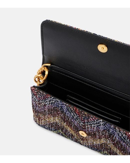 Missoni Black Caperdoni Small Leather-Trimmed Sequined Crossbody Bag