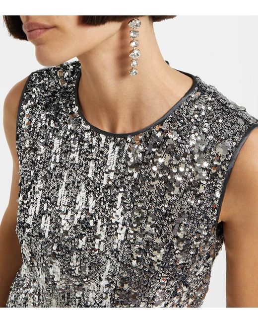Dolce & Gabbana Gray Sequined Top