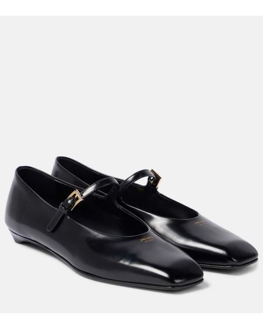Prada Black Mary-Jane-Ballerinas Aus Leder