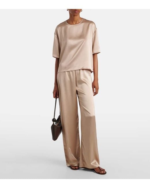 Leset Natural Weite Mid-Rise-Hose Barb Aus Satin