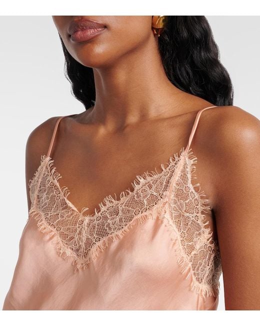 Poupette Pink Zely Lace-Trimmed Satin Camisole