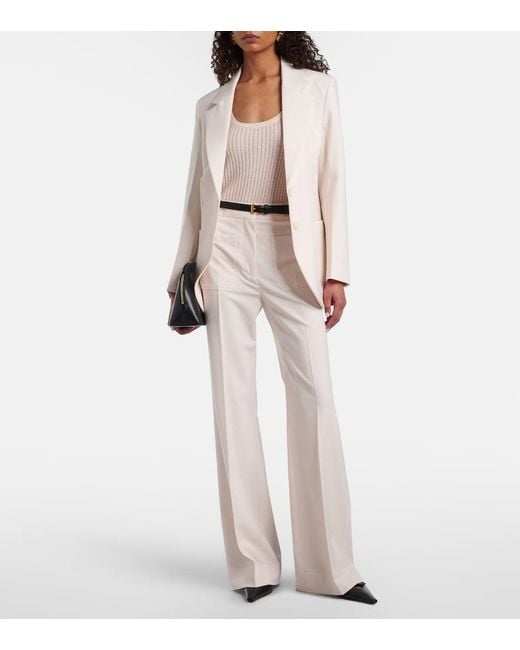 Victoria Beckham White Alina High-Rise Wide-Leg Pants