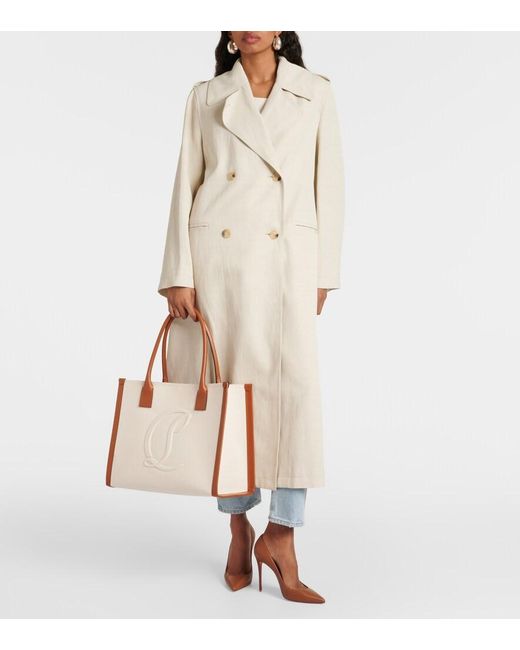 Christian Louboutin Pink By My Side E/W Large Canvas Tote Bag