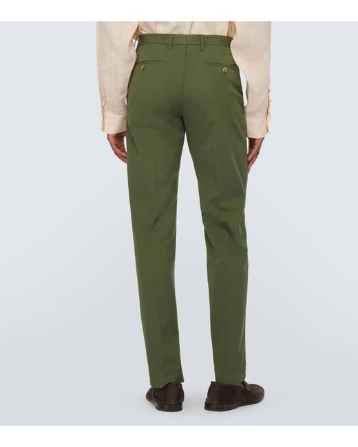 Pantalones rectos en mezcla de algodon Incotex de hombre de color Green