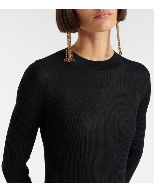 Ulla Johnson Black Maxikleid Roanne Aus Strick Und Lame