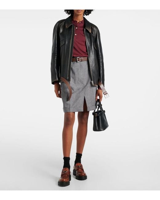 Prada Brown Logo Leather Platform Loafers