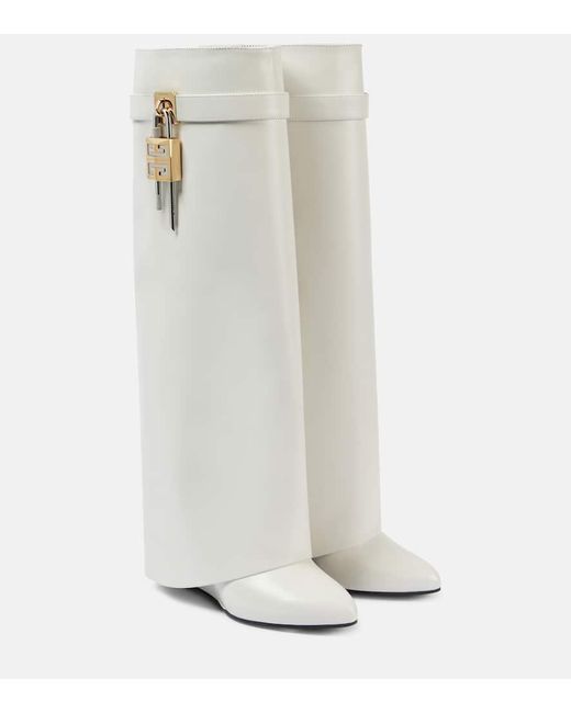 Givenchy White Stiefel Shark Lock Aus Leder