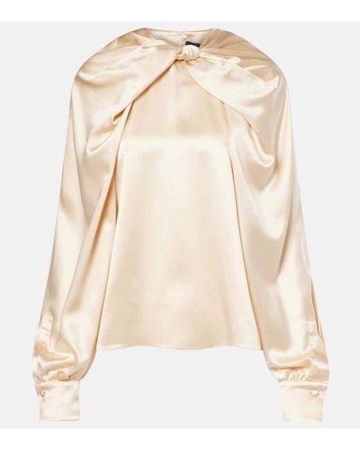 Max Mara Natural Bluse Elegante Key Aus Seidensatin