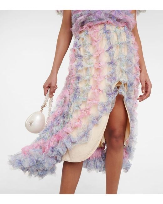 Jupe Midi Asymetrique En Tulle SUSAN FANG en coloris White