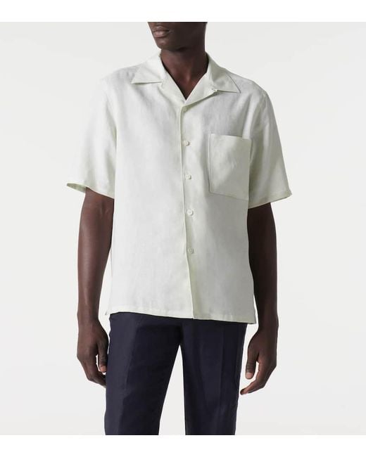 Camicia bowling in lino di Zegna in White da Uomo