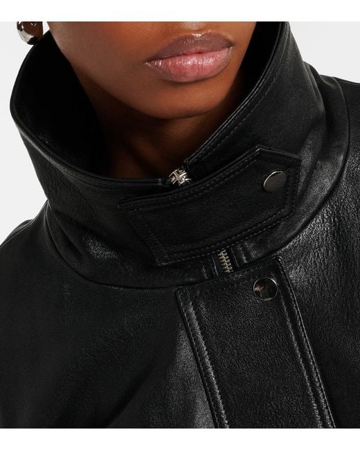 Nour Hammour Black Briar Leather Bomber Jacket