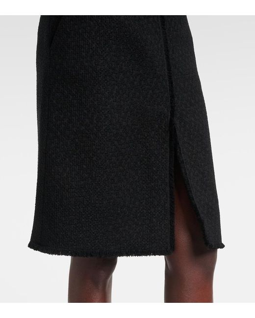 Dolce & Gabbana Black Raschel Tweed Midi Skirt With Central Slit And Dg Logo