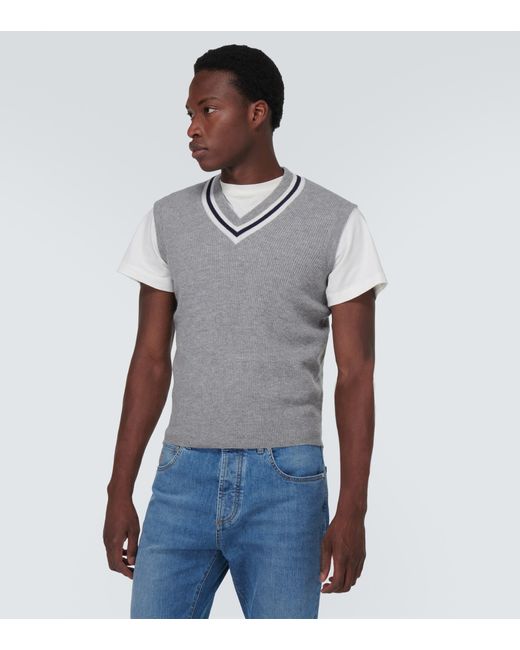 Brunello Cucinelli Cashmere Sweater Vest in Gray for Men | Lyst